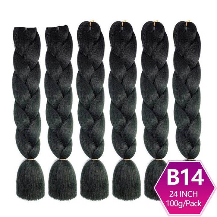 Set of six braided hair extensions with on a white background.