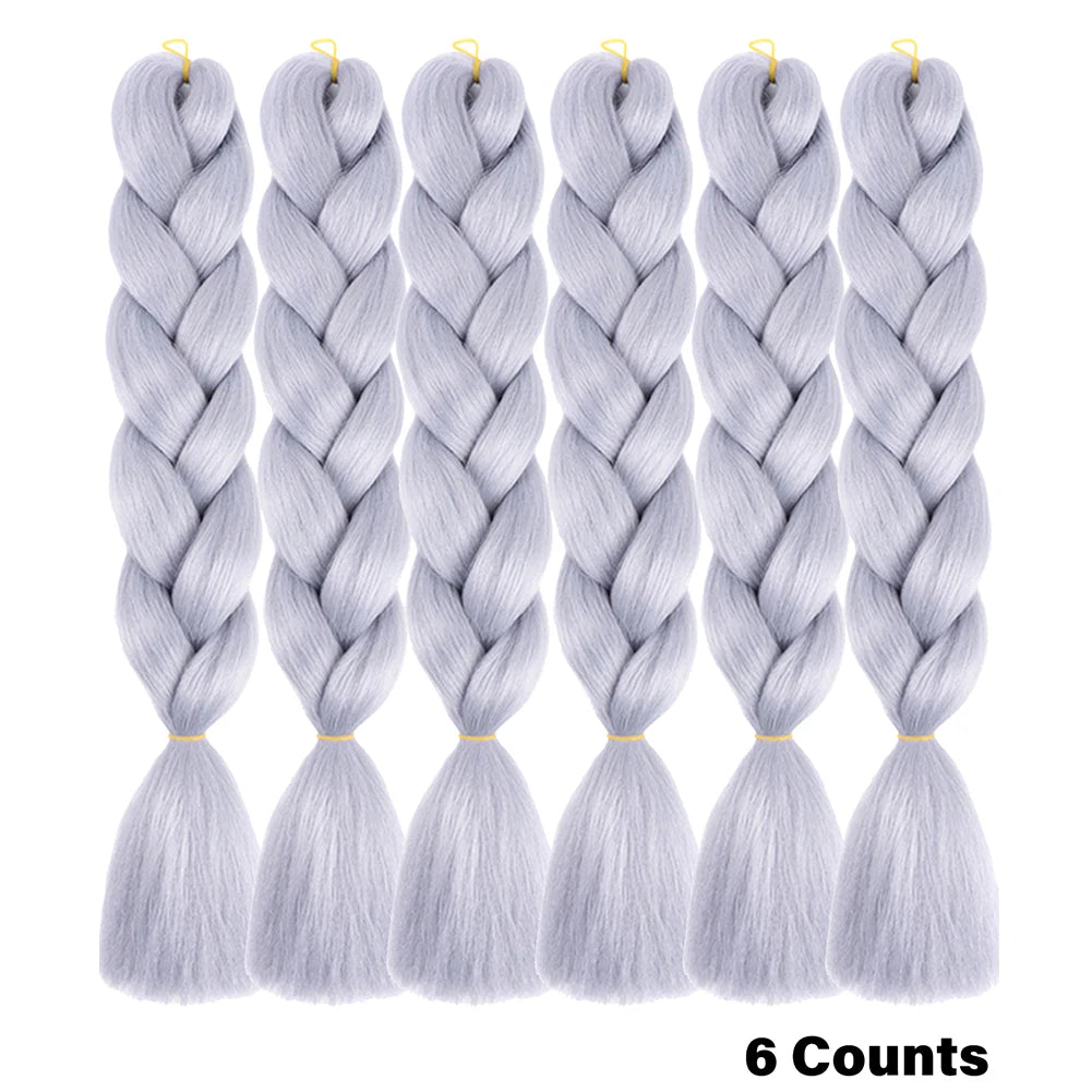 Ombre Crochet Braiding Hair – 6 Packs Synthetic Colorful Extensions for Women & Girls | High-Temperature Fiber