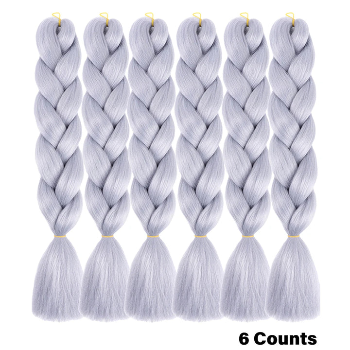 Ombre Crochet Braiding Hair – 6 Packs Synthetic Colorful Extensions for Women & Girls | High-Temperature Fiber