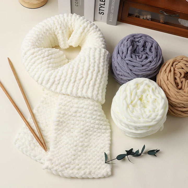 3pcs Ice-Striped Soft Thick Yarn – Handcrafted Yarn for Scarves, Hats, Slippers & DIY Projects