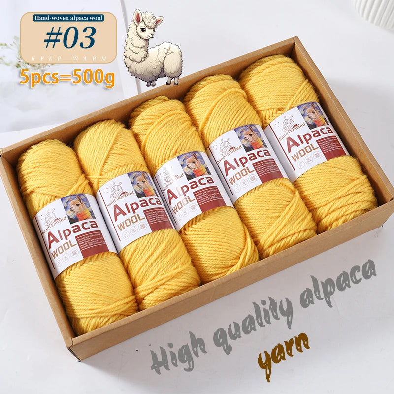 500g Alpaca Wool 245 Stick Stitch Yarn (5 Pieces) – Thick Knitting Yarn for Sweaters, Coats, Blankets & DIY Crafts
