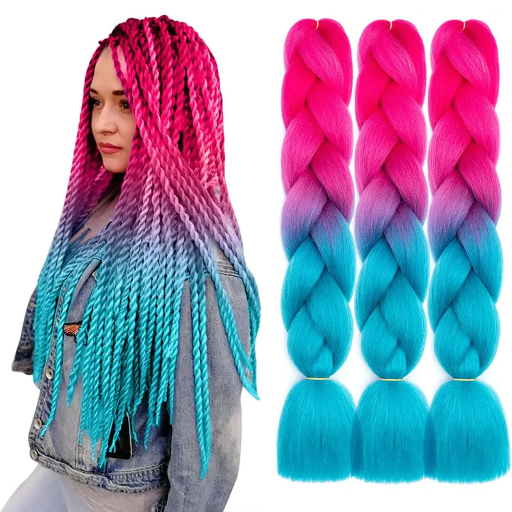 Synthetic African Ombre Braiding Hair – 3PCS Pre-Stretched High Temperature Fiber