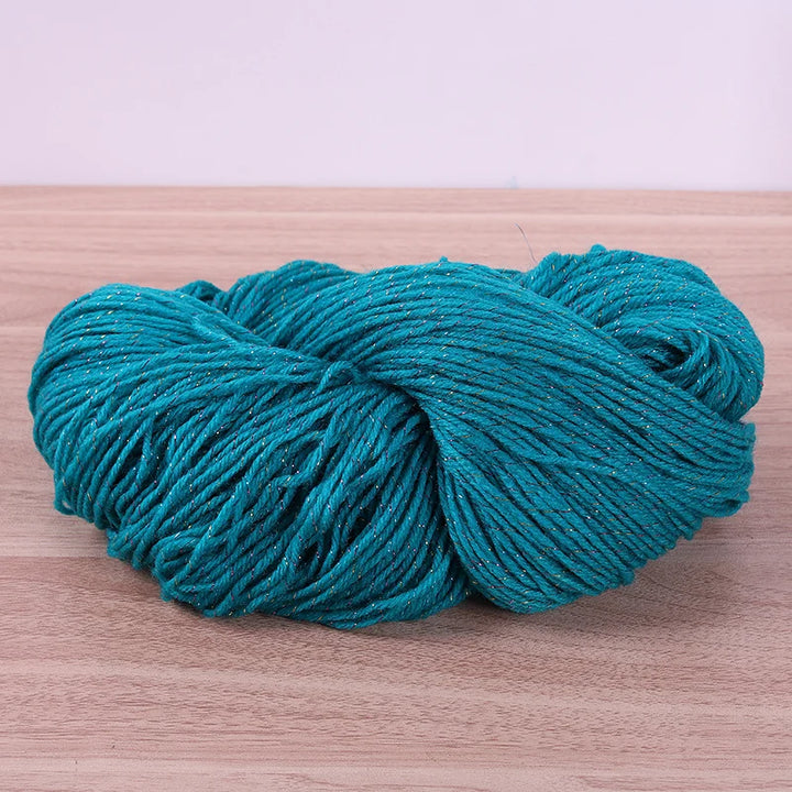 190g Colorful Gold Silk Acrylic Yarn – Medium Thick Shiny DIY Weaving Yarn