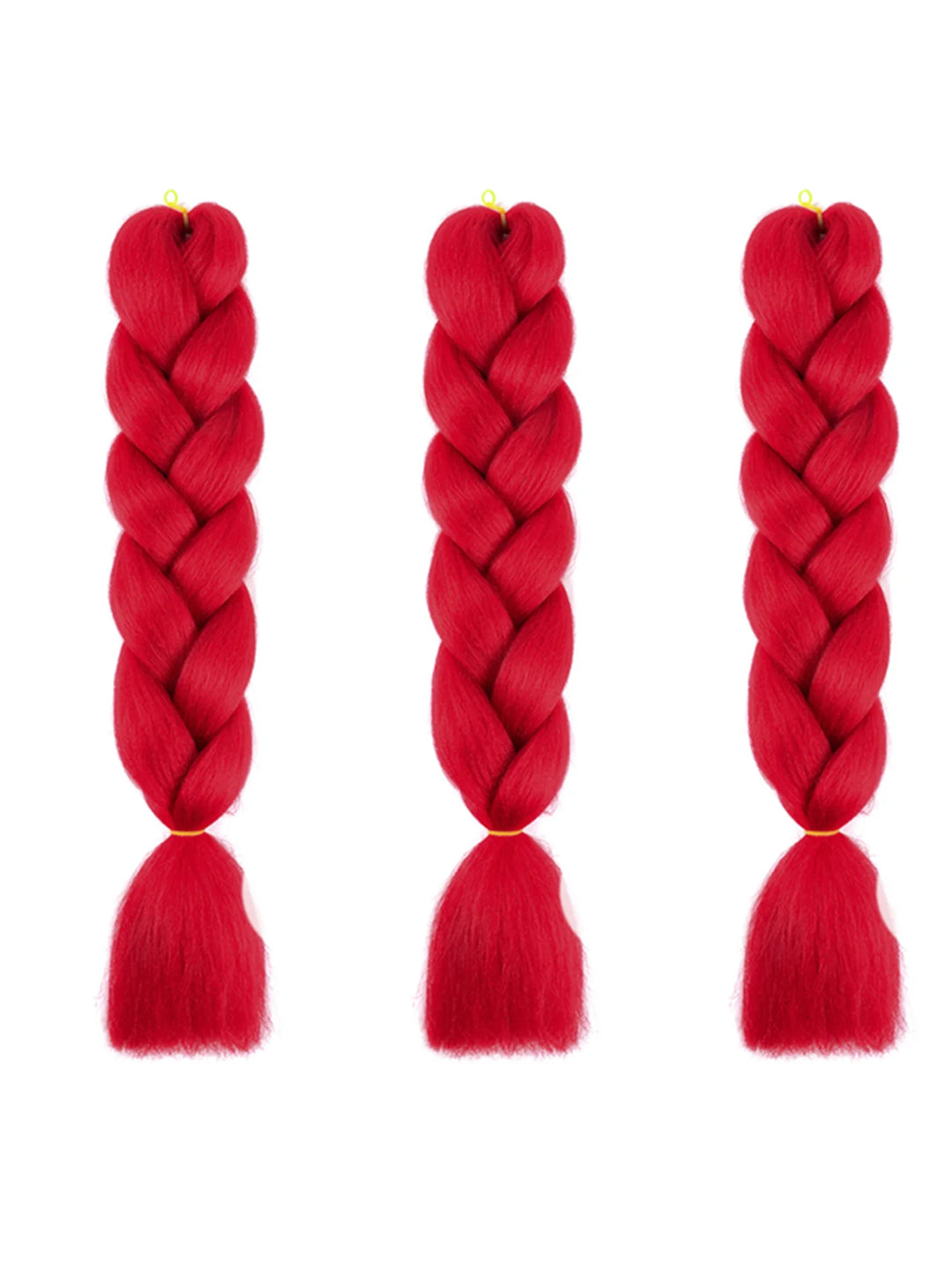 3 Packs 24 Inch Rainbow Braiding Hair Extensions – Ombre Synthetic Jumbo Braid Hair for Crochet Braids (Rose Red)