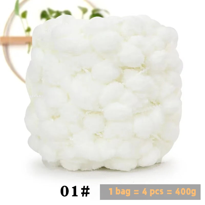 Super Soft Bean Yarn – Plush Polyester Chunky Yarn for Blankets, Cushions, Hats & DIY Crafts (400g, 4pcs Pack)