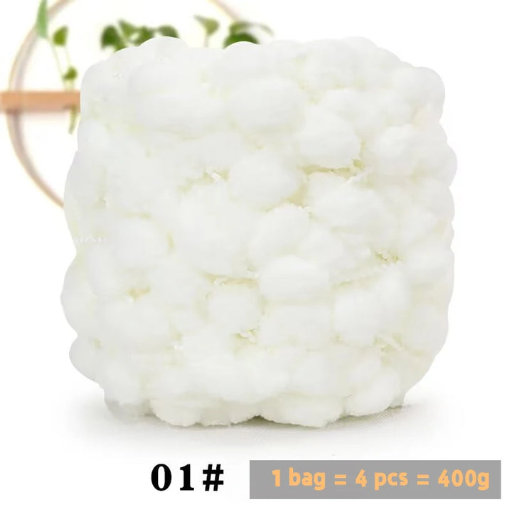 Super Soft Bean Yarn – Plush Polyester Chunky Yarn for Blankets, Cushions, Hats & DIY Crafts (400g, 4pcs Pack)
