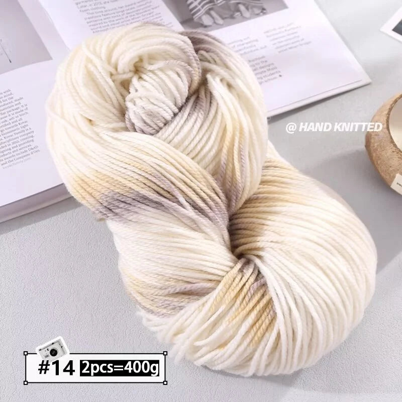 400g Hand-Dyed Chunky Alpaca Yarn (2 Skeins) – Gradient Rainbow Wool Yarn for Sweaters, Scarves & Hats