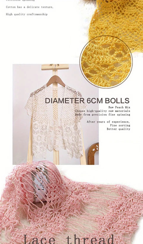 200g No. 8 Pearl Lace Yarn (4 Skeins) – Fine Crochet & Knitting Yarn for Shawls, Summer Sweaters, Scarves & Hats