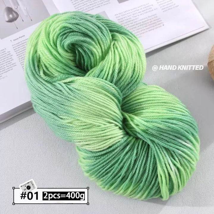 400g Hand-Dyed Chunky Alpaca Yarn (2 Skeins) – Gradient Rainbow Wool Yarn for Sweaters, Scarves & Hats