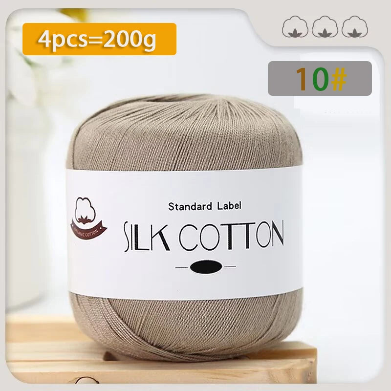 200g Pure Silk Cotton Thread – 100% Cotton Fine Yarn for Hand-Knitted Shawls, Sweaters & Hats