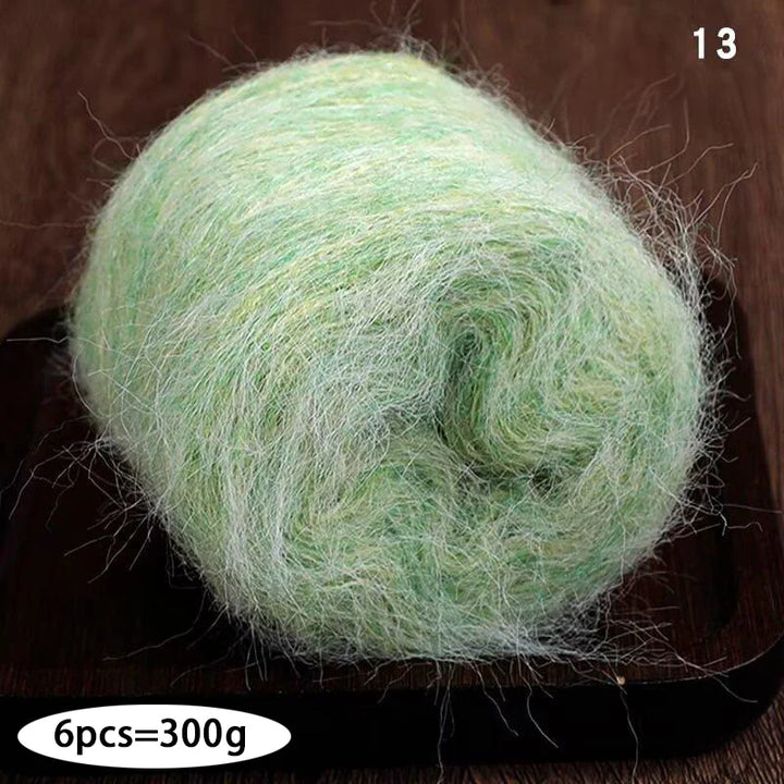 300g Long Wool & Mohair Yarn – Soft Fluffy Knitting Yarn for Sweaters, Shawls & Fashion Wear (6 Pieces/Bag)