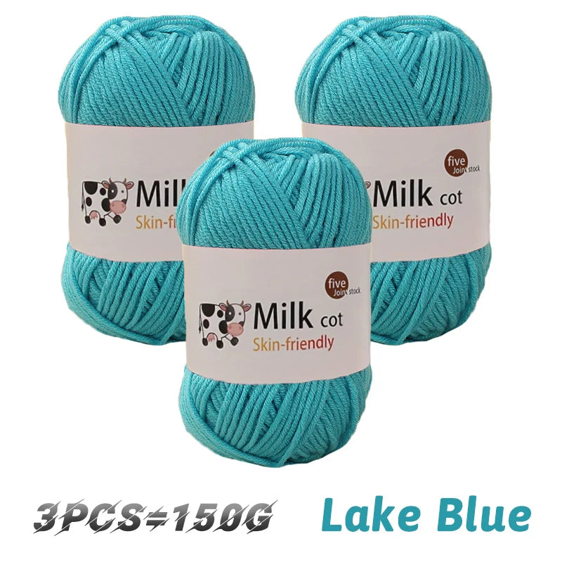 150g Medium-Coarse Milk Cotton Yarn – Soft Crochet & Knitting Yarn for Sweaters, Hats, Scarves & DIY Crafts