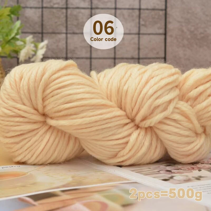 500g Extra Thick Polyester Yarn (2 Skeins) – Chunky Knitting Yarn for Sweaters, Hats, Cushions & DIY Crafts