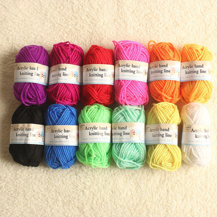 12-Color Yarn Set for Crochet & Knitting – Beginner DIY Craft Yarn Kit for School & Hobby Projects