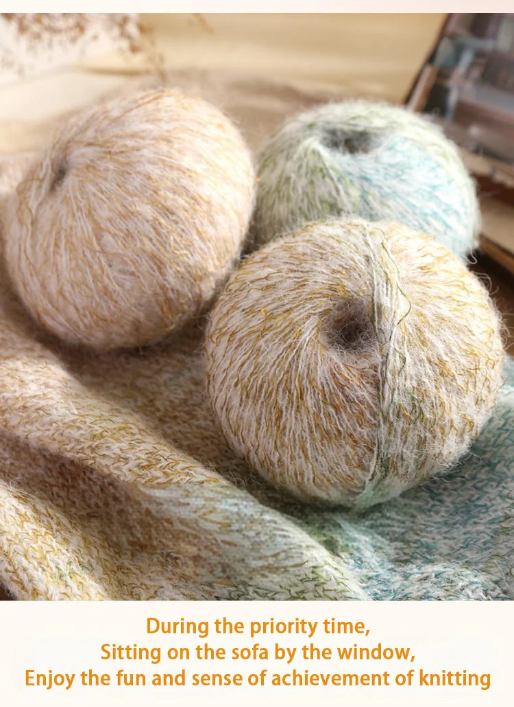 150g Premium Mohair Yarn – Tobacco Multi-Color Knitting Yarn (3 Pieces/Pack)