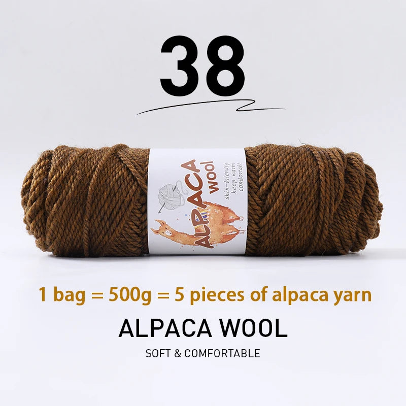 500g Thick Alpaca Wool Yarn Set (5 Skeins) – Soft Warm Knitting Yarn for Sweaters, Scarves, Hats & Winter Crafts