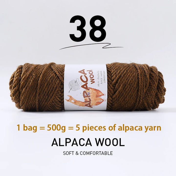 500g Thick Alpaca Wool Yarn Set (5 Skeins) – Soft Warm Knitting Yarn for Sweaters, Scarves, Hats & Winter Crafts