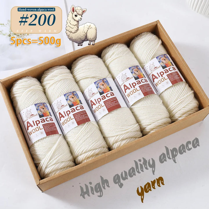500g Alpaca Wool 245 Stick Stitch Yarn (5 Pieces) – Thick Knitting Yarn for Sweaters, Coats, Blankets & DIY Crafts