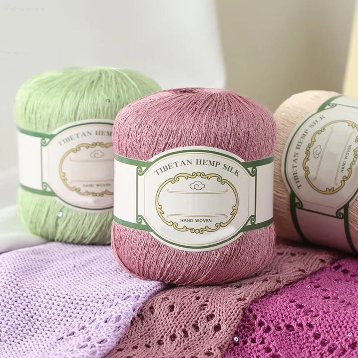 200g Cotton Linen Sequin Lace Yarn – Lightweight Crochet Yarn for Summer Shawls, Hats & Jackets