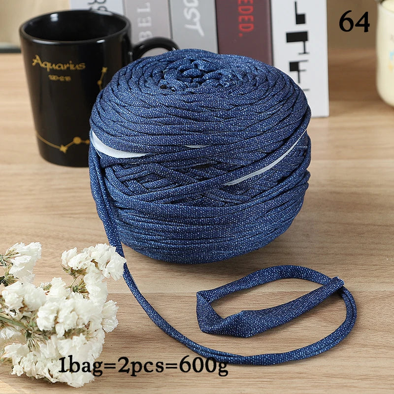 600g Large Polyester Fabric Yarn Set (2 Pieces) – Colorful Elastic Yarn for Bags, Slippers & DIY Crafts