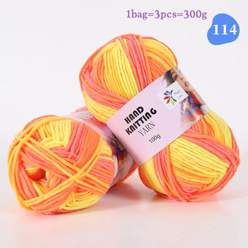 High-Quality 7-Strand Gradient Yarn – Medium-Thick Multi-Colored Yarn for Sweaters, Hats, Scarves & DIY Crafts