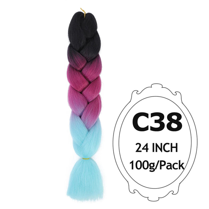 Ombre Braiding Hair 24 Inch – Colorful Jumbo Synthetic Braiding Hair Extensions for Women (Purple, Pink, White, Red, Blue)
