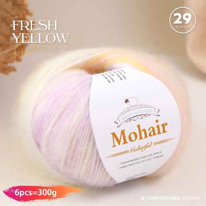 300g Rainbow Gradient Yarn Balls – Colorful Knitting Yarn for Tops, Scarves & DIY Crafts (6 Pieces/Pack)