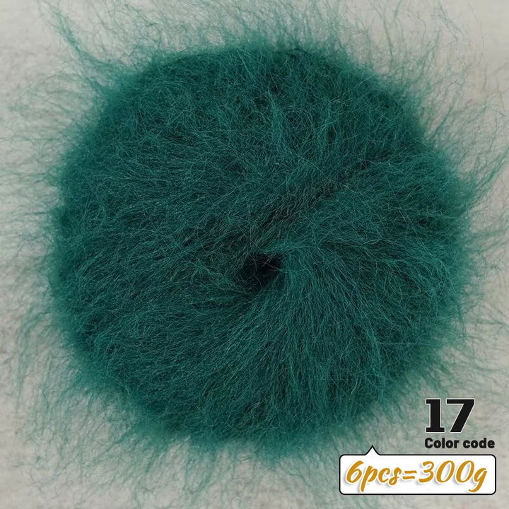 300g Long-Hair Alpaca Mohair Yarn Set (6 Pieces) – Soft Fluffy Knitting Yarn for Sweaters, Shawls & Winter Clothing