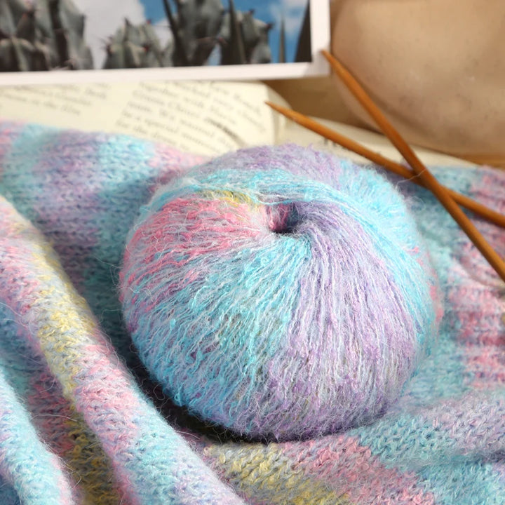 150g Gradient Long Section-Dyed Mohair Yarn – Soft Knitting Yarn for Sweaters, Scarves, Hats & Shawls (3pcs Pack)