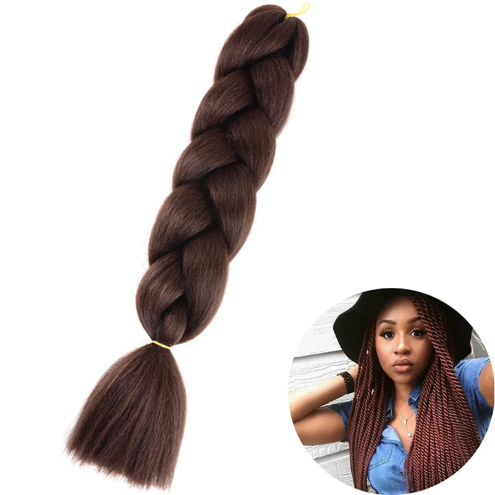 🌈 Synthetic Braiding Hair 24 Inch – Jumbo Ombre Braid Extensions (Purple, Pink, Yellow, Red)