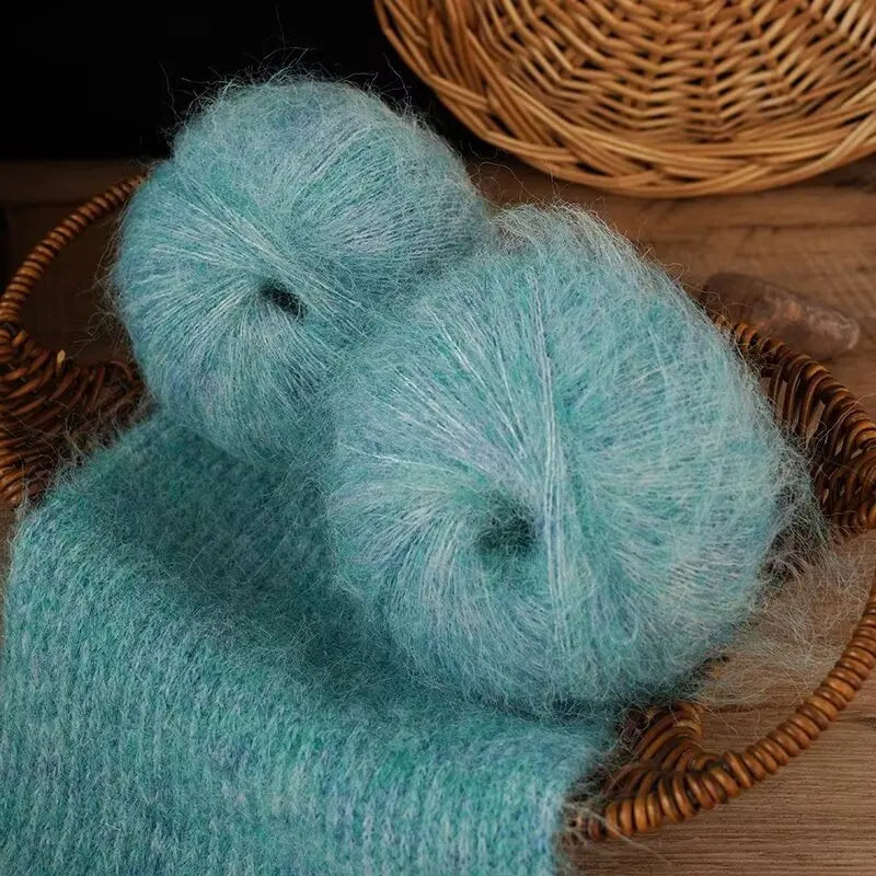 300g Long-Hair Alpaca Mohair Yarn Set (6 Pieces) – Soft Fluffy Knitting Yarn for Sweaters, Shawls & Winter Clothing