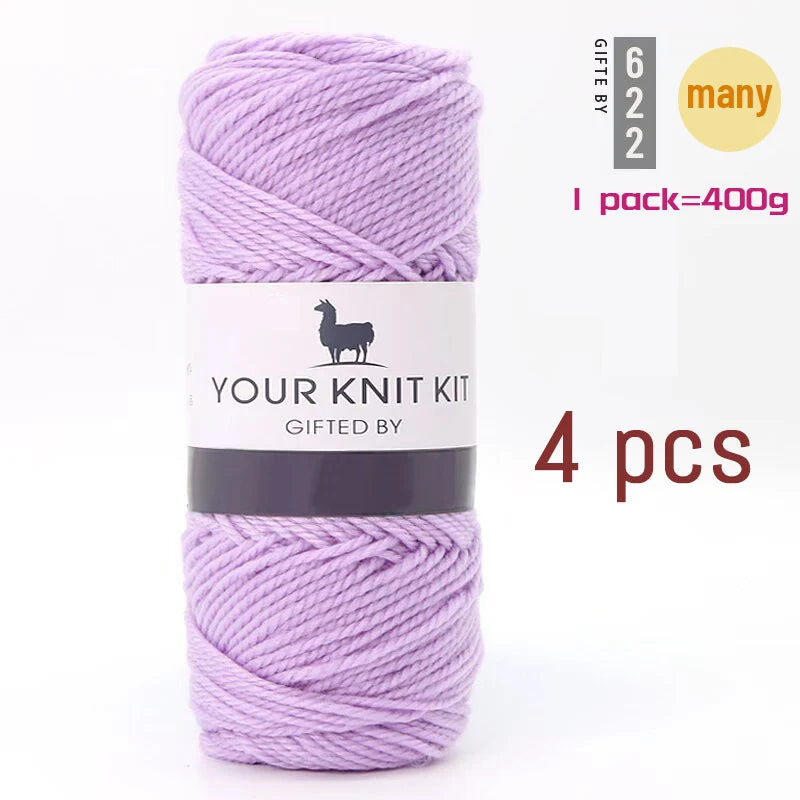 400g Alpaca Wool Yarn – Thick Pure Wool Knitting Yarn for Sweaters, Shawls & Scarves (4 Pieces/Pack)