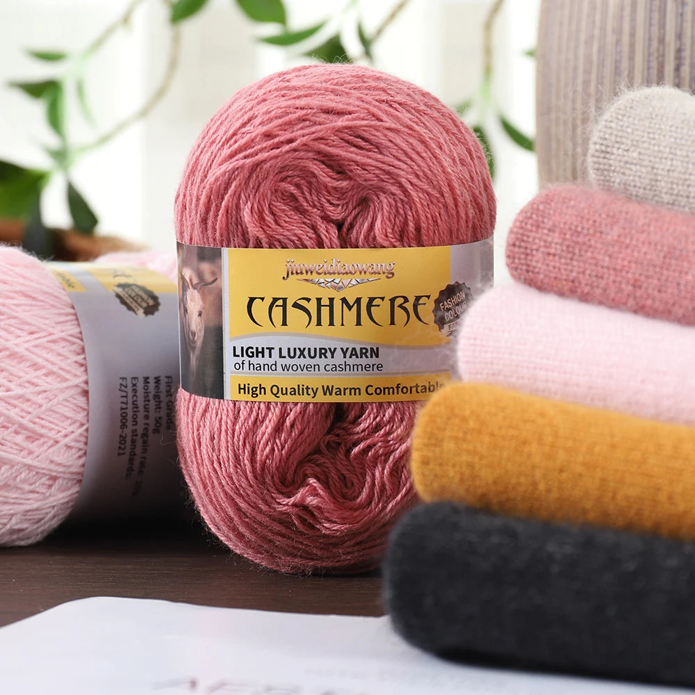 Premium Cashmere Blend Knitting Yarn Set – Medium-Fine Soft Wool Yarn for Sweaters, Scarves, Hats & Shawls (6 Main + 6 Elastic Threads)