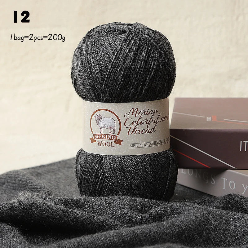 Solid Color Medium-Thick Cashmere Blend Yarn – Soft Luxury Yarn for Sweaters, Scarves & Handmade Crafts
