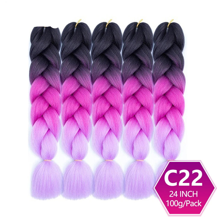 Set of braided hair extensions with gradient color 
