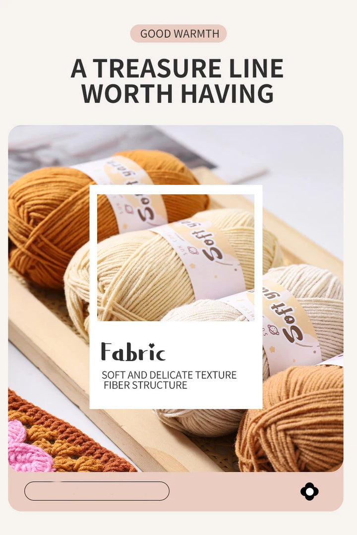 240g Medium-Thin Combed Yarn – Soft DIY Knitting & Crochet Yarn Balls (6 Pieces / Pack)