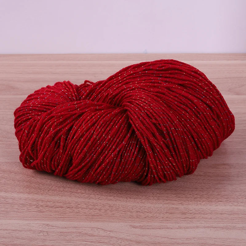 190g Colorful Gold Silk Acrylic Yarn – Medium Thick Shiny DIY Weaving Yarn