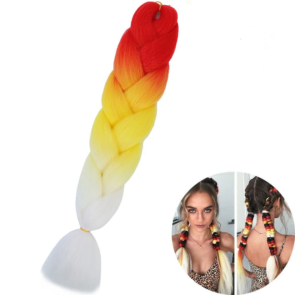 24 Inch Synthetic Jumbo Braiding Hair – Heat Resistant Ombre Extensions
