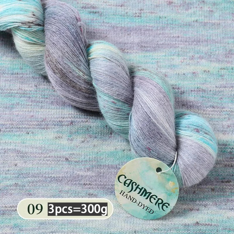 Light Luxury Hand-Dyed Cashmere Yarn – Medium-Thick Rainbow Gradient Yarn for Sweaters, Scarves & Winter Wear