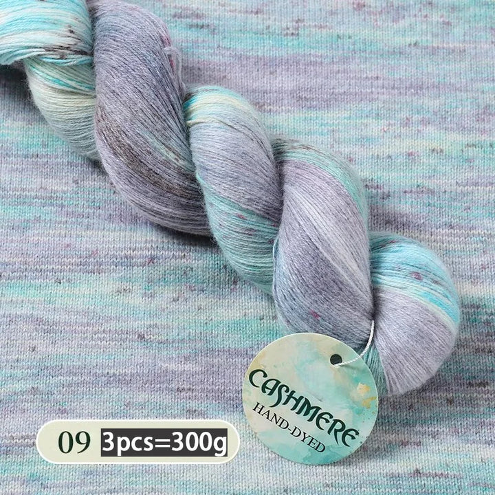 Light Luxury Hand-Dyed Cashmere Yarn – Medium-Thick Rainbow Gradient Yarn for Sweaters, Scarves & Winter Wear