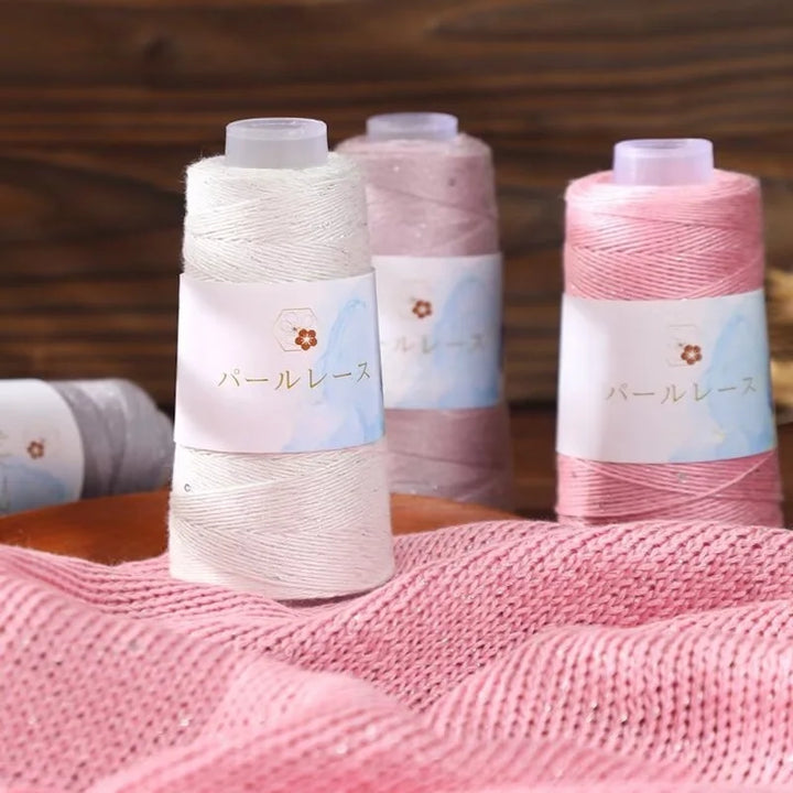 150g Bamboo Fiber & Linen Yarn with Sequins (3 Pieces) – Medium-Fine Yarn for Sweaters, Hats, Gloves & DIY Crafts