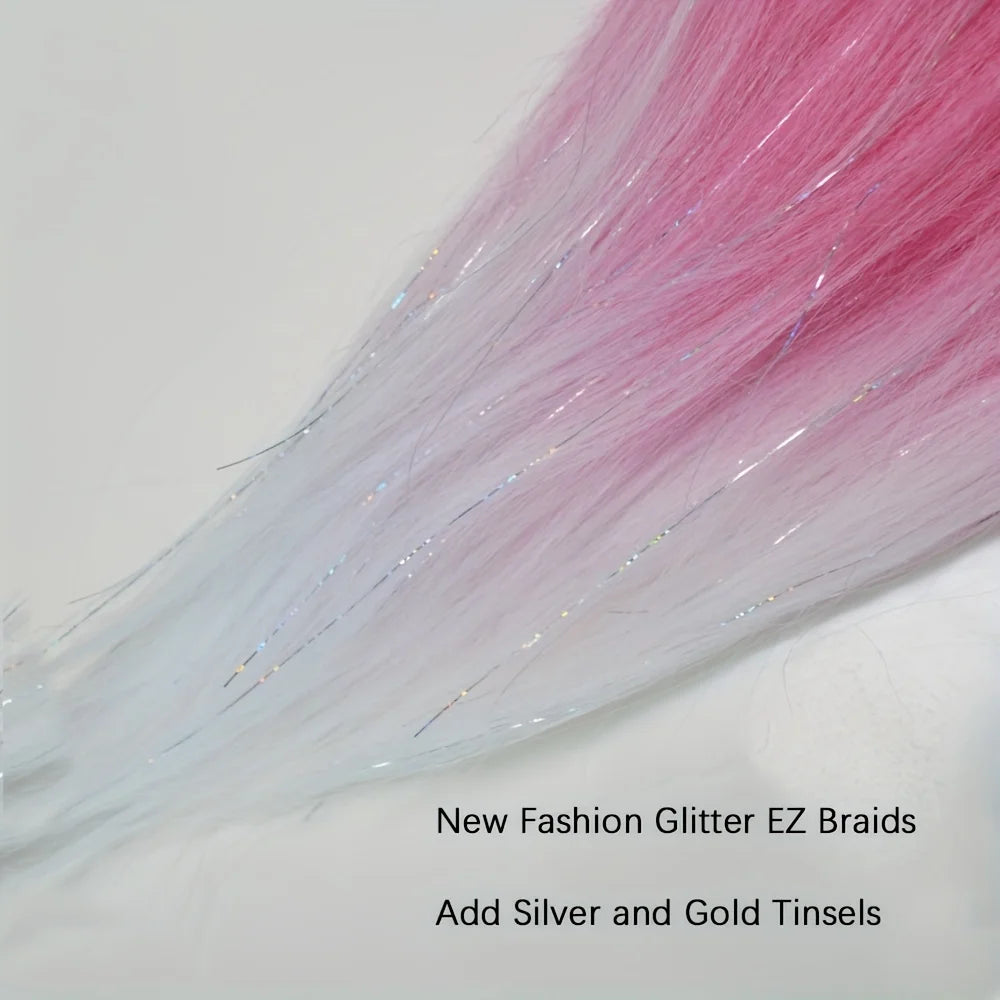 Dark Red & White 3-Tone Ombre Braiding Hair – Straight Jumbo Braids with Tinsel, Festival & Rave Hair Extensions for Girls (Crazy Hair Day)