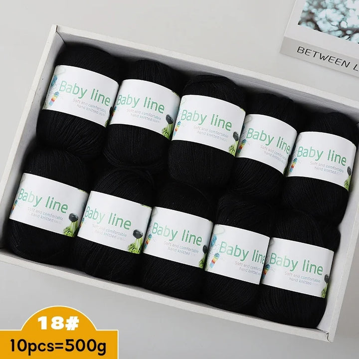 500g Soft Medium-Thick Knitting Yarn Set (10 Pieces) – Cozy Yarn for Sweaters, Hats, Scarves & Crochet Projects