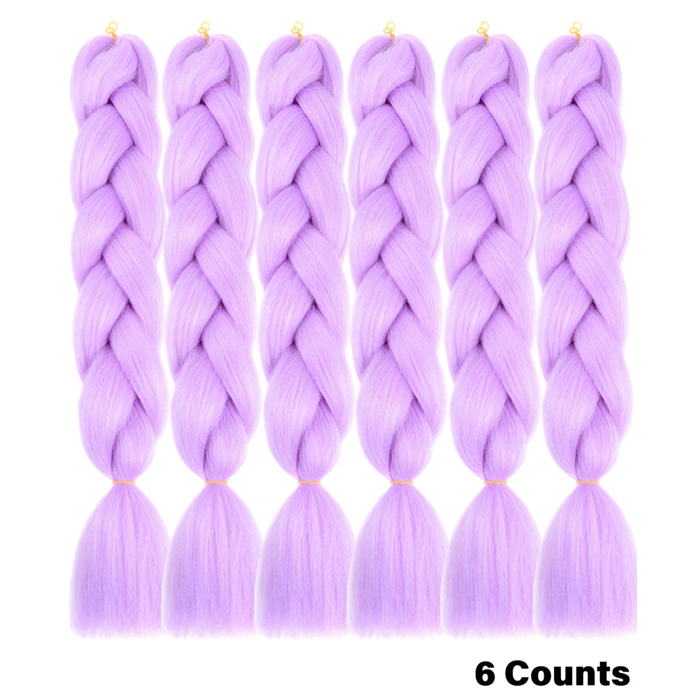 Rainbow Pre-Stretched Braiding Hair – Jumbo Box Braids High-Temperature Synthetic Extensions (6 Packs)