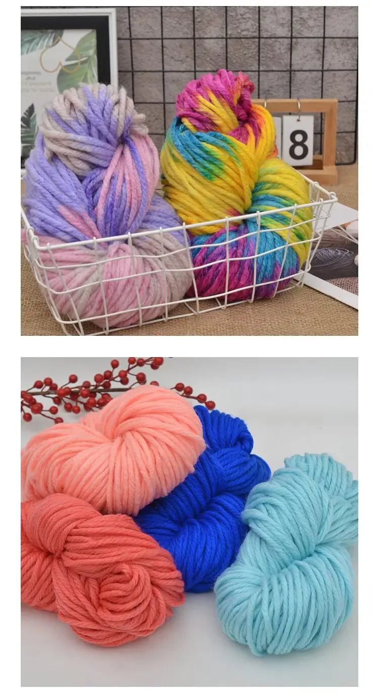 500g Extra Thick Polyester Yarn (2 Skeins) – Chunky Knitting Yarn for Sweaters, Hats, Cushions & DIY Crafts