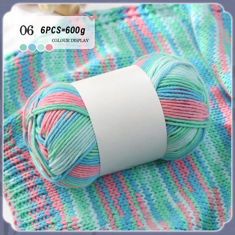 Colorful 6-Strand Gradient Yarn – Segment-Dyed Floral Pattern Yarn for Handmade Crafts