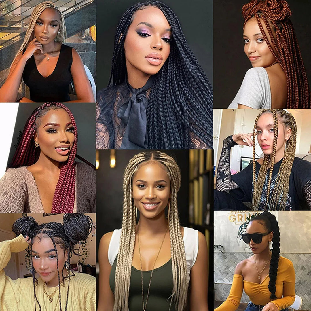 Collage of women with various hairstyles and outfits.