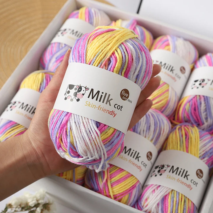 Colorful 5-Strand Gradient Yarn – Multi-Color Segment-Dyed Knitting Yarn for Sweaters, Hats, Scarves & DIY Crafts