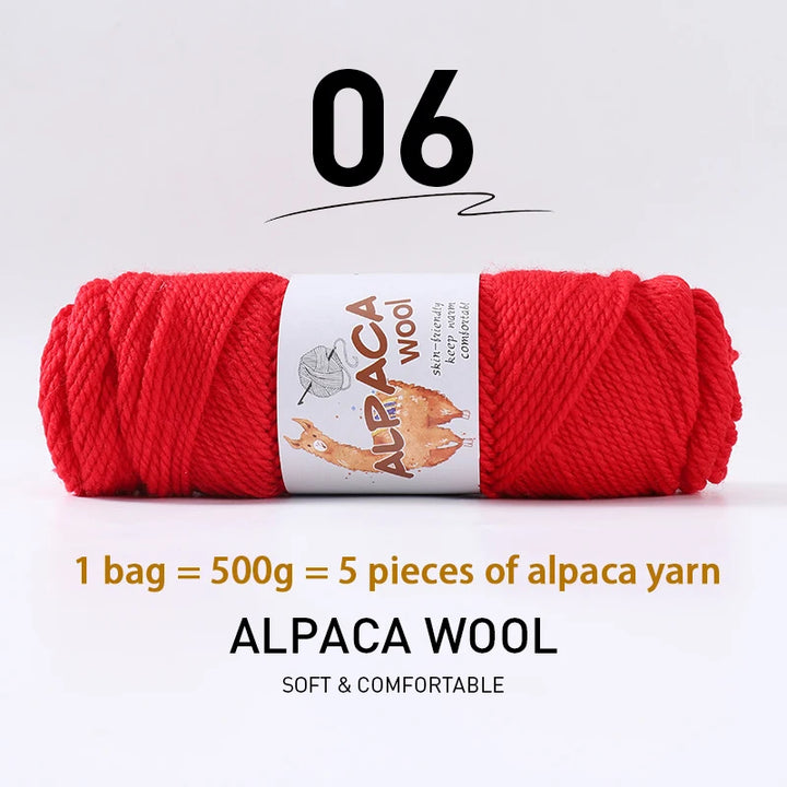 500g Thick Alpaca Wool Yarn Set (5 Skeins) – Soft Warm Knitting Yarn for Sweaters, Scarves, Hats & Winter Crafts