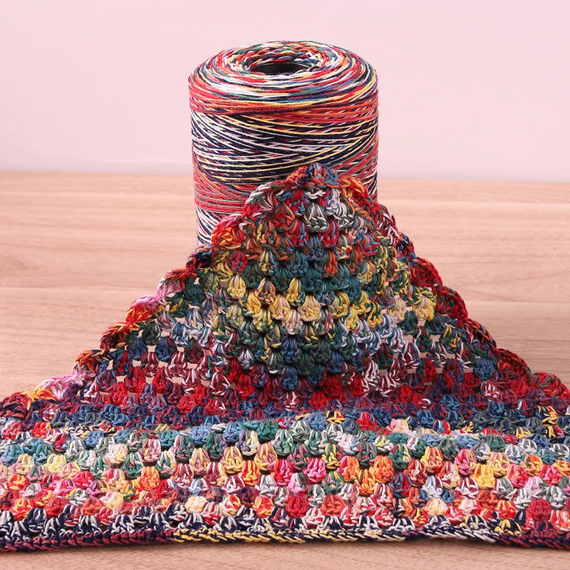 300g 100% Cotton Rainbow Section-Dyed Yarn – Retro Knitting Yarn for Sweaters, Scarves, Hats & DIY Accessories